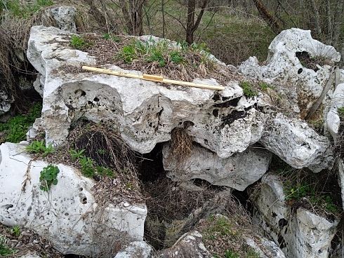 Kamenclub.ru: Выветренный известняк со мхом фр. 100-500 мм.  купить в Саратове известняк серый белый зеленый валун известняковый крупный 10000 руб/т   фото КАМЕНЬ КЛУБ