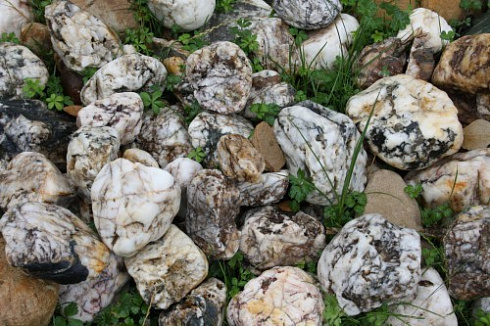 Kamenclub.ru: Кварцевый валунчик фр.100-300 мм.  купить в Саратове кварц белый, бежевый молочный рыжий крупный природный камень галечник 7850 руб/т   фото КАМЕНЬ КЛУБ