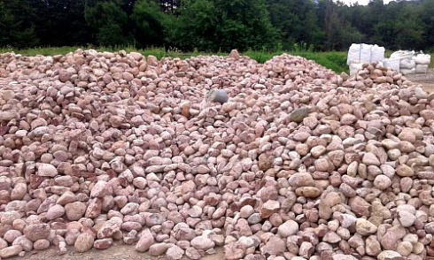 Kamenclub.ru: Розовый валунчик фр.100-300 мм.  купить в Саратове крупный природный камень розовый, серый молочный красный речной галечник природный 7850 руб/т   фото КАМЕНЬ КЛУБ